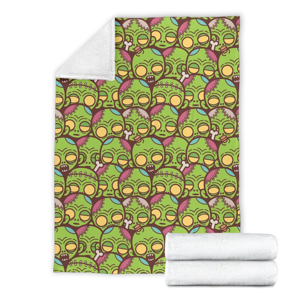 Zombie Head Design Pattern Print Fleece Blanket
