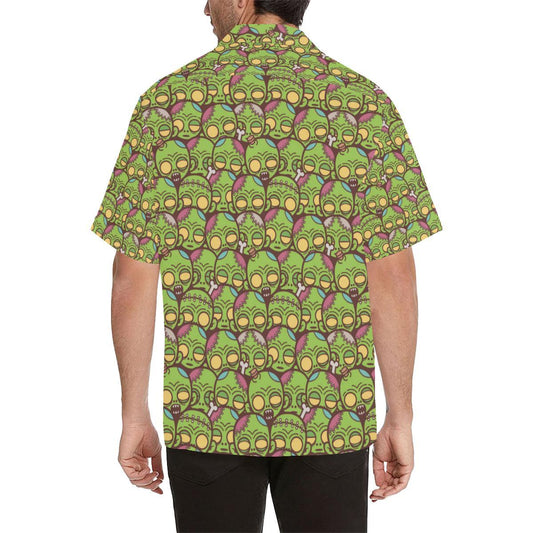 Zombie Head Design Pattern Print Men Aloha Hawaiian Shirt