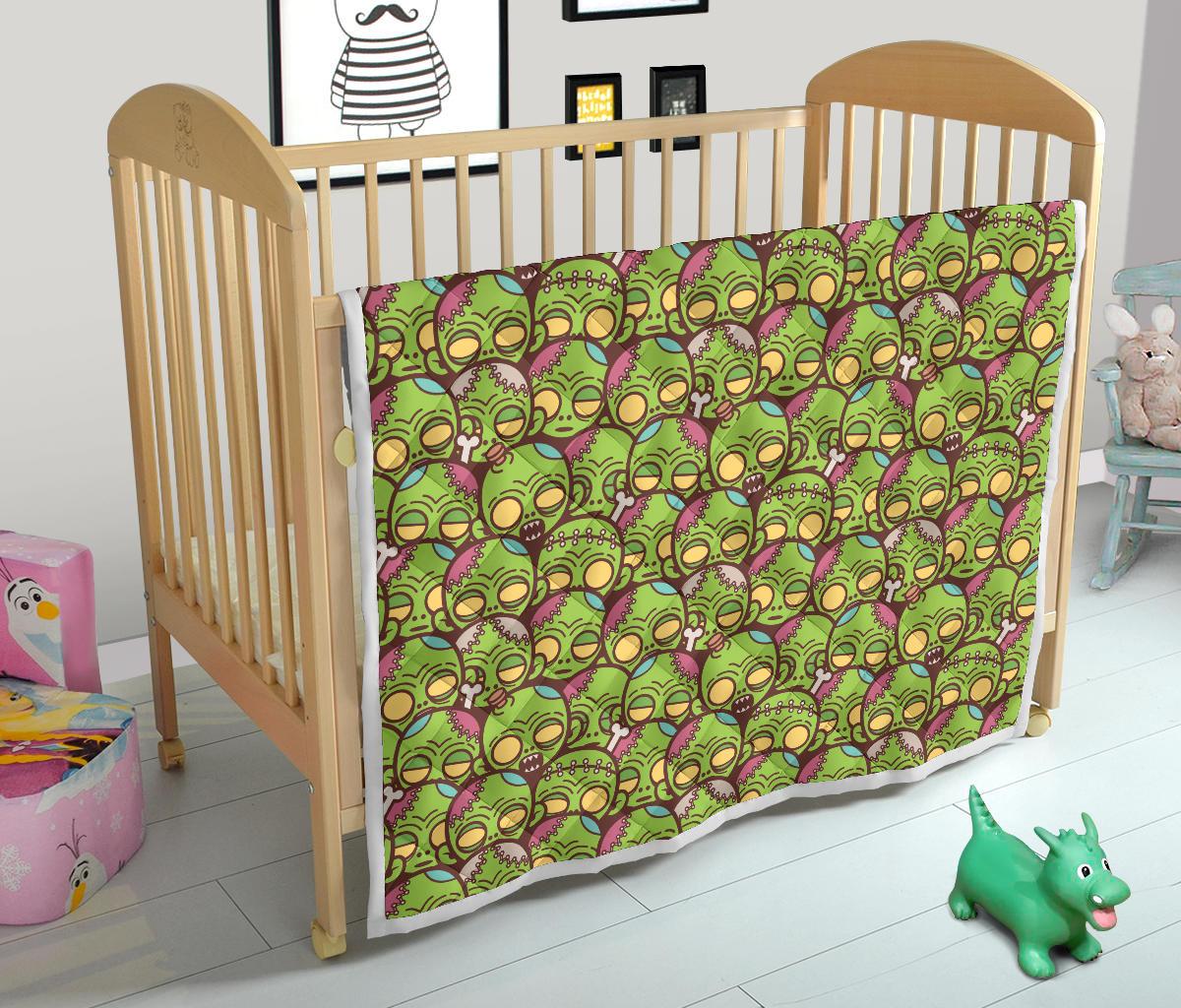 Zombie Head Design Pattern Print Premium Quilt-JTAMIGO.COM