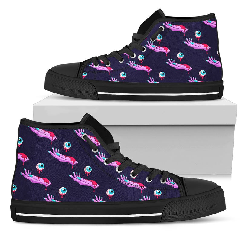 Zombie Pink Hand Design Pattern Print Women High Top Shoes