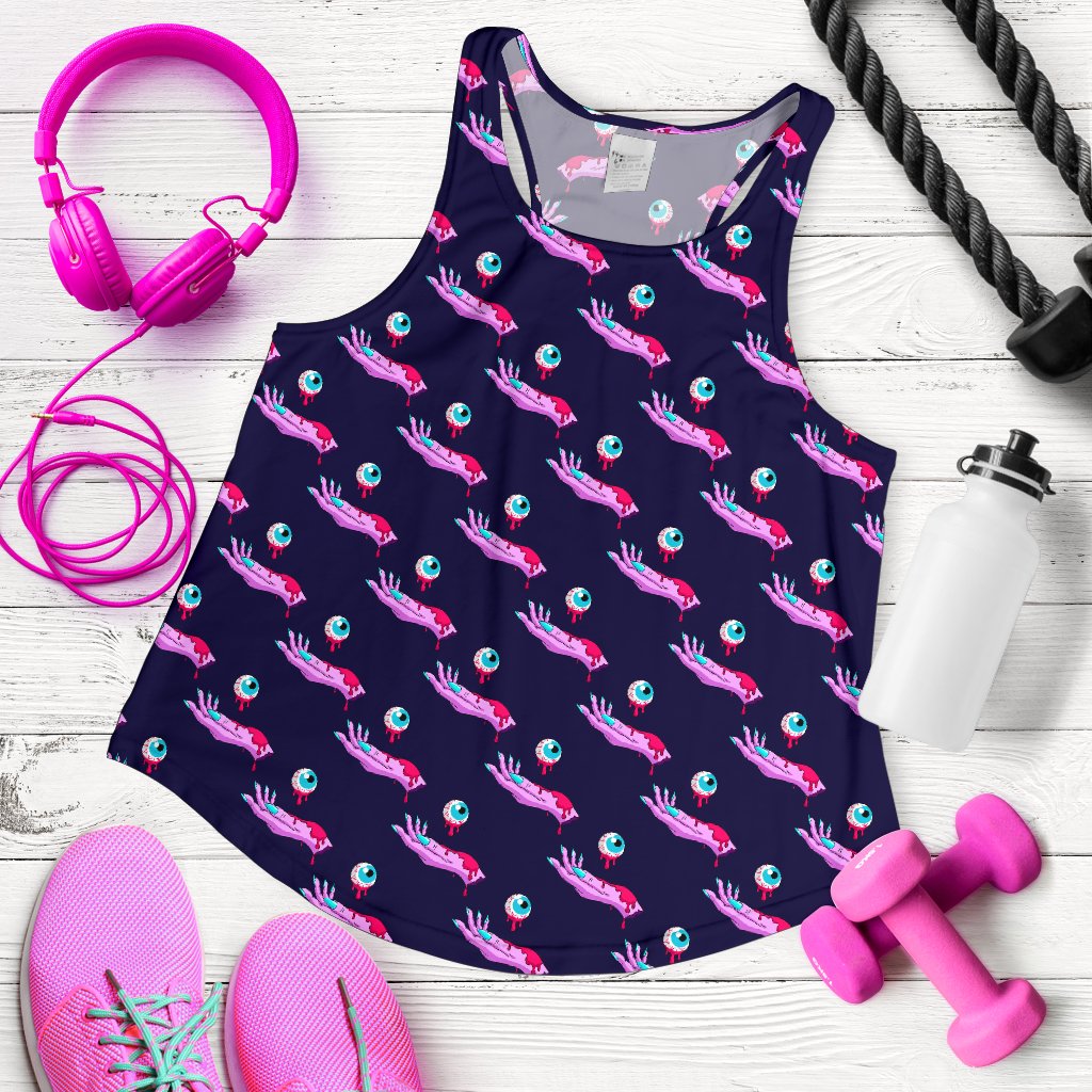 Zombie Pink Hand Design Pattern Print Women Racerback Tank Top