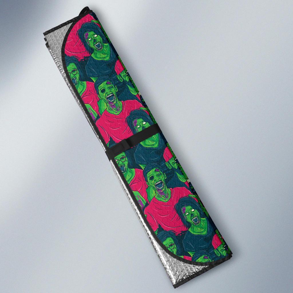 Zombie Themed Design Pattern Print Car Sun Shade For Windshield