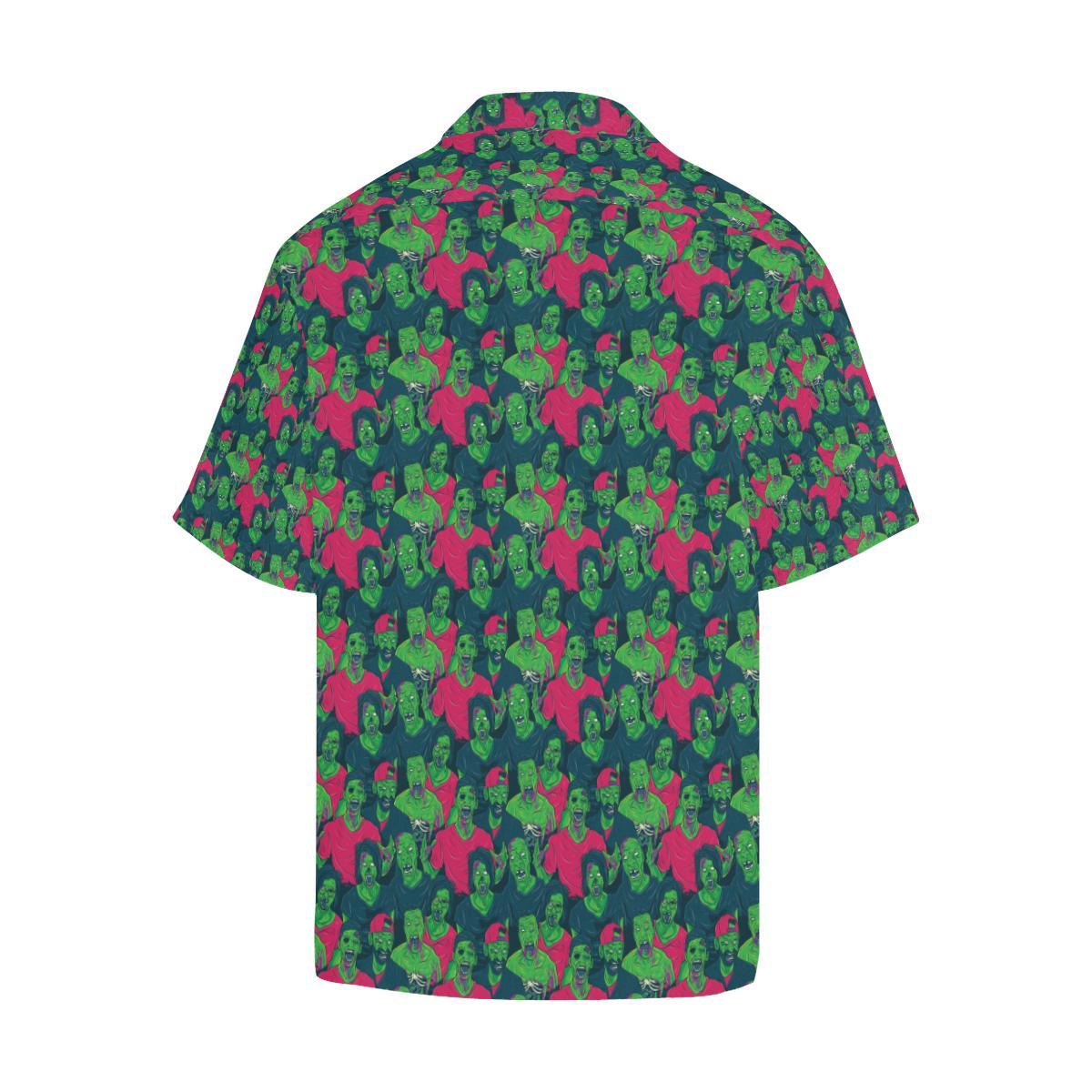 Zombie Themed Design Pattern Print Men Aloha Hawaiian Shirt