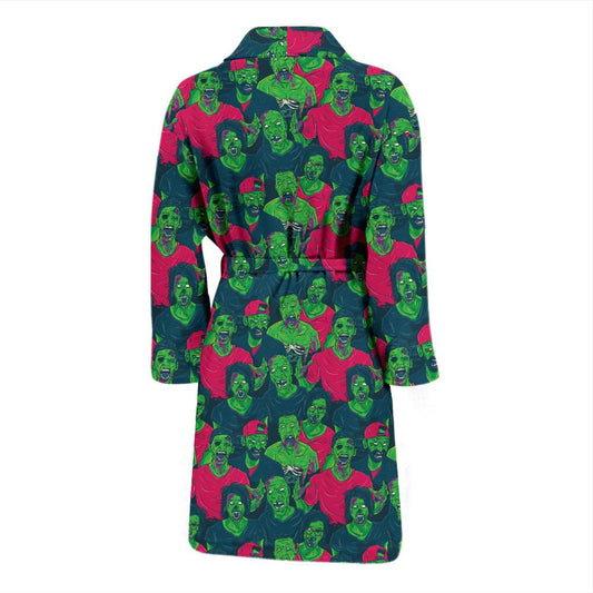Zombie Themed Design Pattern Print Men Bath Robe-JTAMIGO.COM