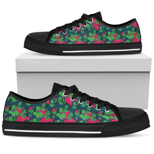 Zombie Themed Design Pattern Print Women Low Top Shoes-JTAMIGO.COM