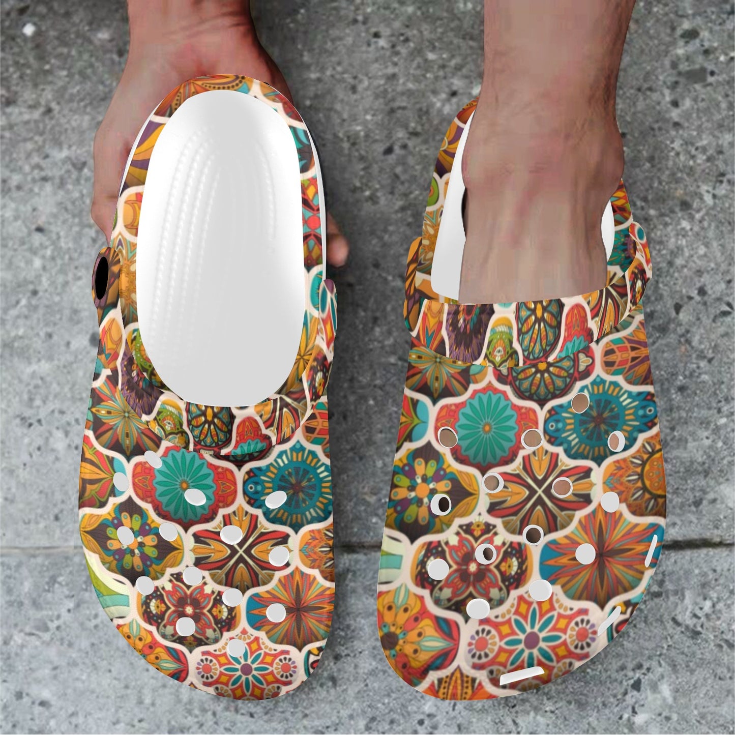 Mandala Mosaic Themed Design Print Unisex Clogs Shoes