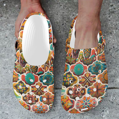 Mandala Mosaic Themed Design Print Unisex Clogs Shoes