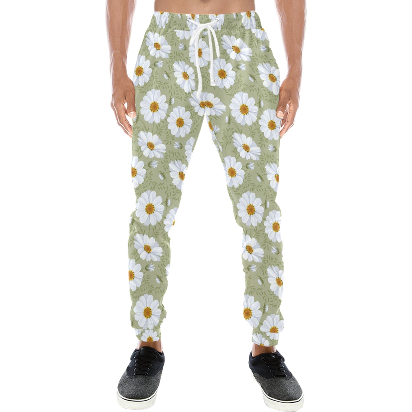 Daisy Yellow Print Pattern Men's Sweatpants
