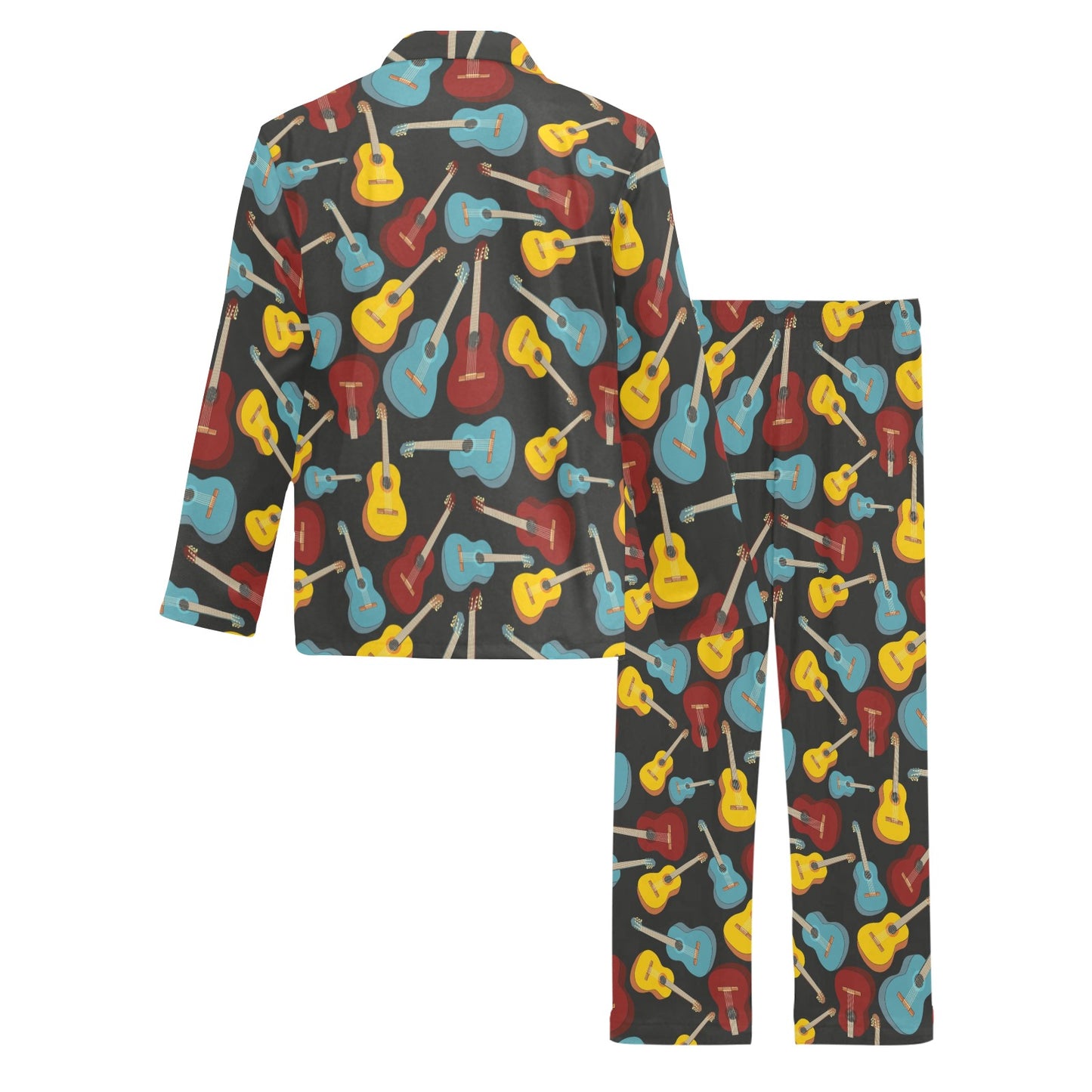 Acoustic Guitar Pattern Print Design 01 Men's Long Pajama Set