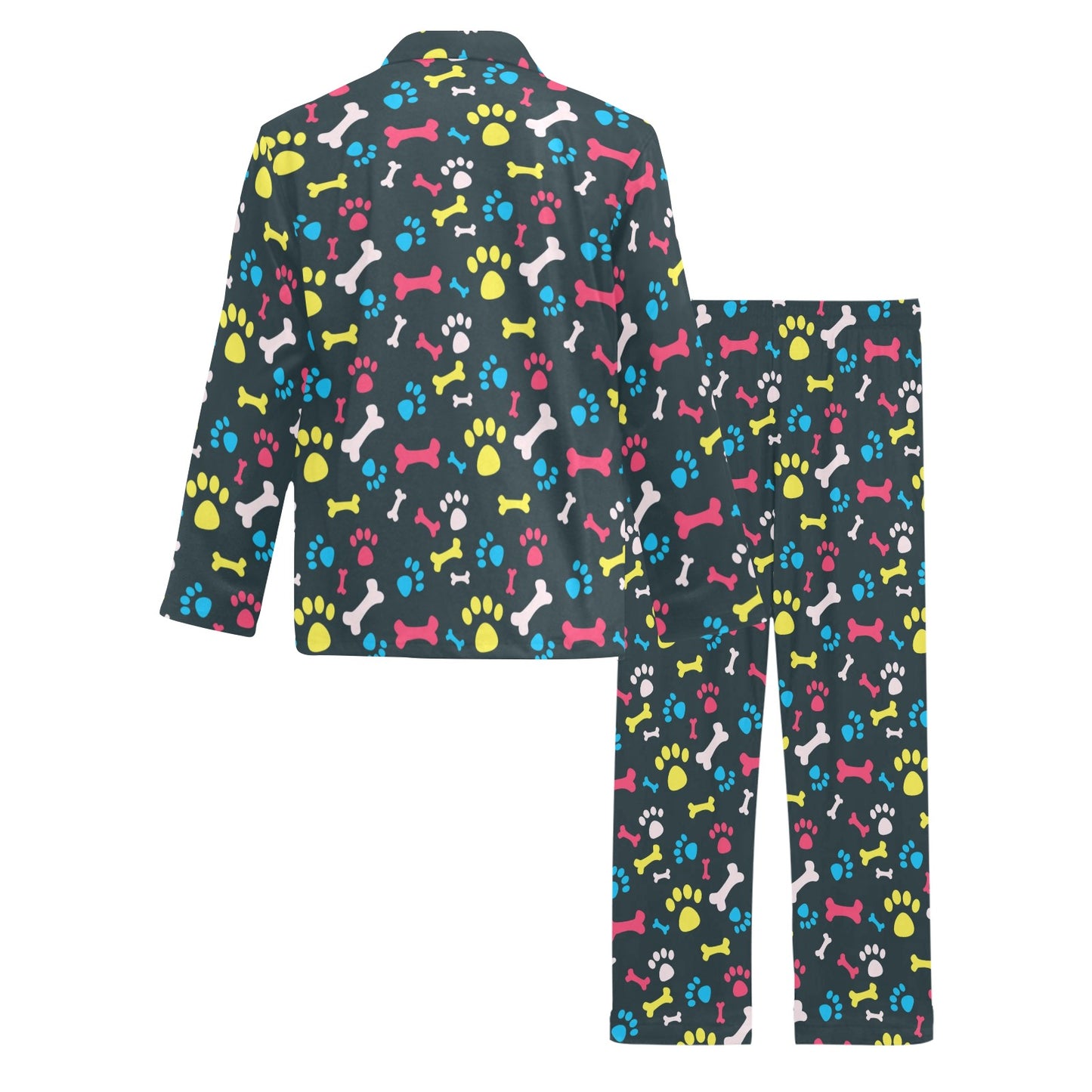 Paw Design Print Men's Long Pajama Set