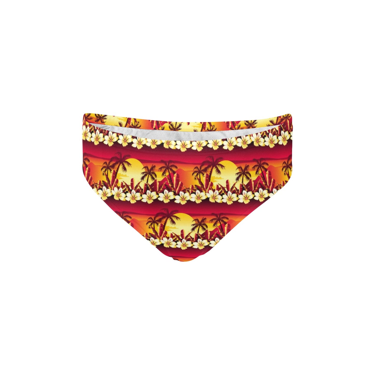 Hawaiian Tropical Sunset Hibiscus Print Men's Swimming Briefs
