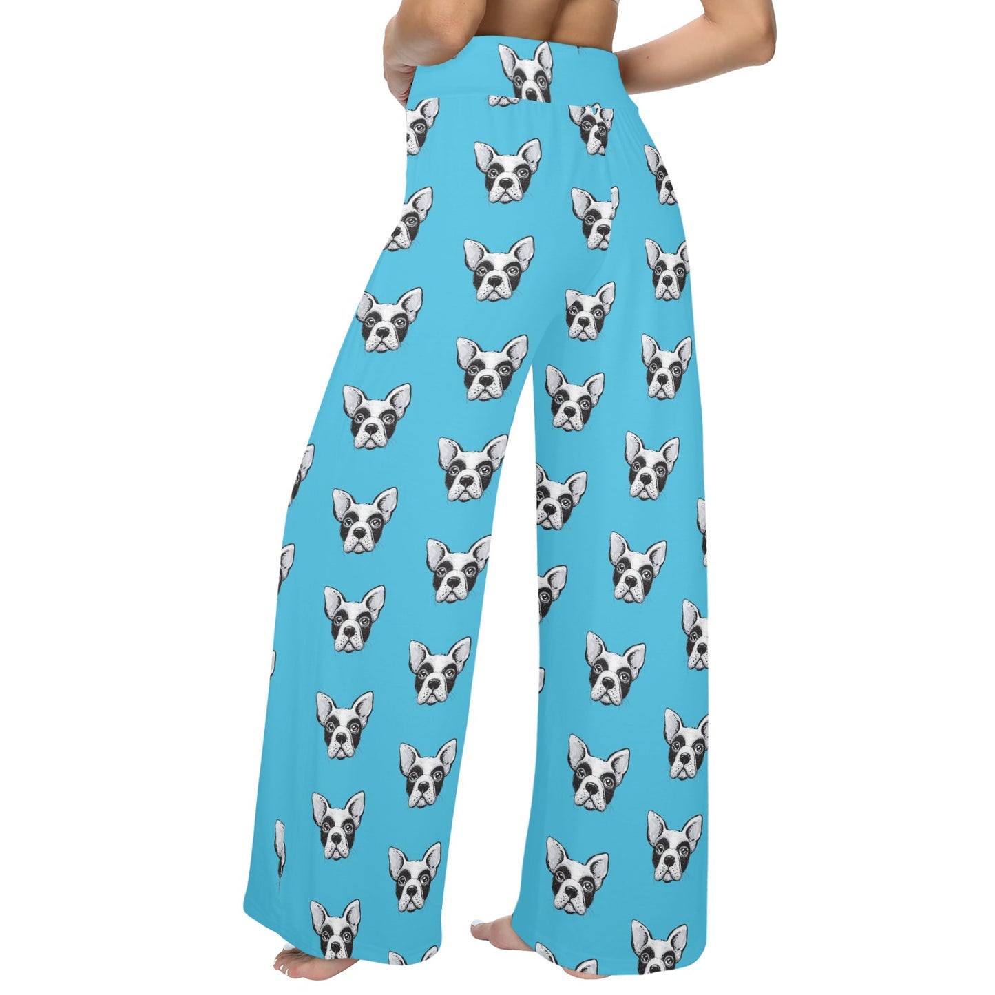 Boston Terrier Pattern Print Design 01 Women's Wide Leg Lounge Pants
