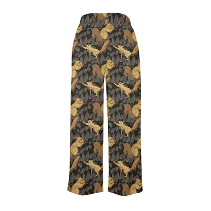 Squirrel Print Design LKS309 Women's Wide Leg Lounge Pants