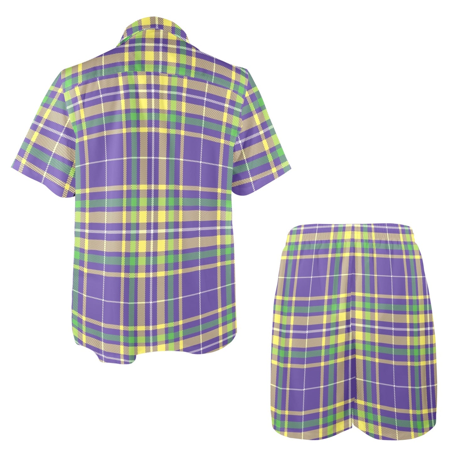 Mardi Gras Pattern Print Design 010 Men's Beach Shirt and Shorts Set