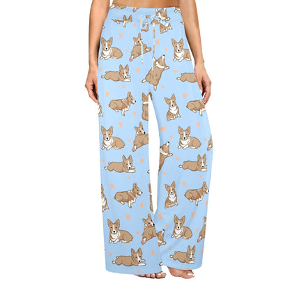 Pembroke Welsh Corgis Pattern Print Design A05 Women's Wide Leg Lounge Pants
