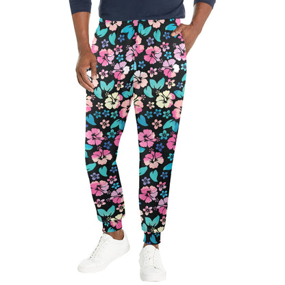 Pink Hibiscus Hawaiian Flower Men's Casual Track Pants