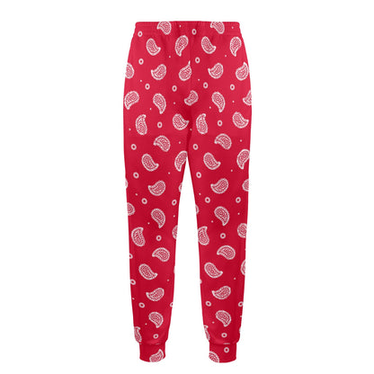 Bandana Red Paisley Print Design LKS305 Men's Casual Track Pants