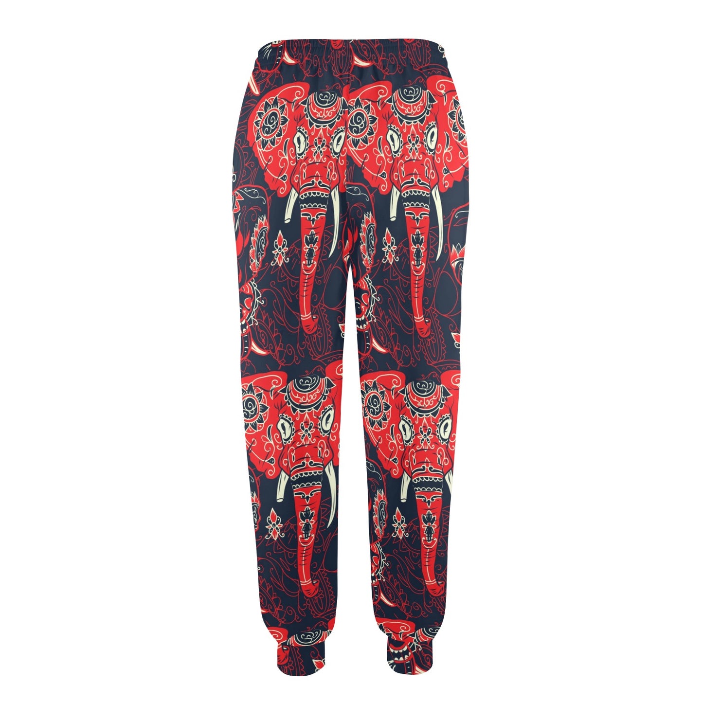 Red Indian Elephant Pattern Women's Casual Track Pants