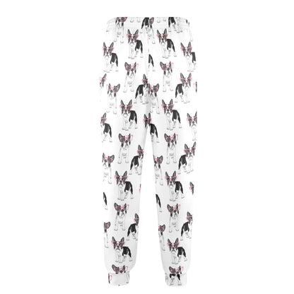 Boston Terrier Pattern Print Design 03 Men's Casual Track Pants