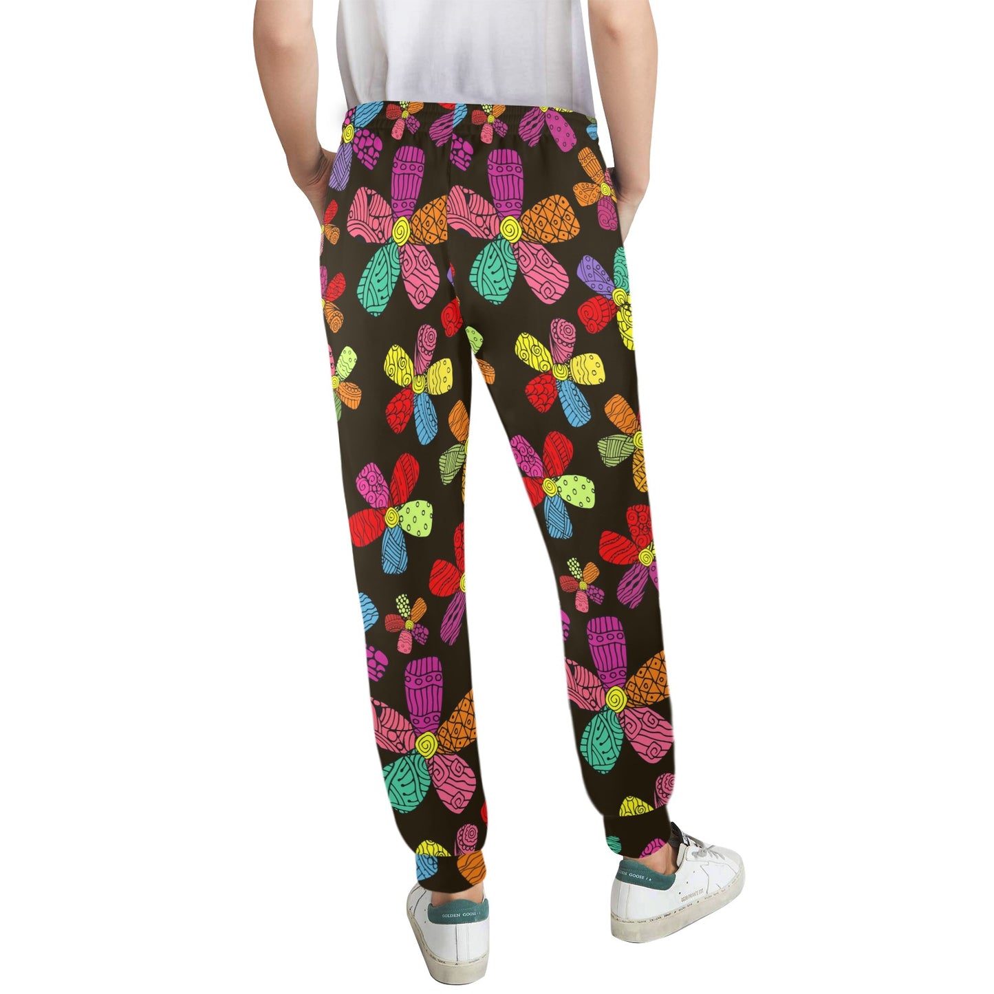 Flower Power Colorful Print Pattern Women's Casual Track Pants