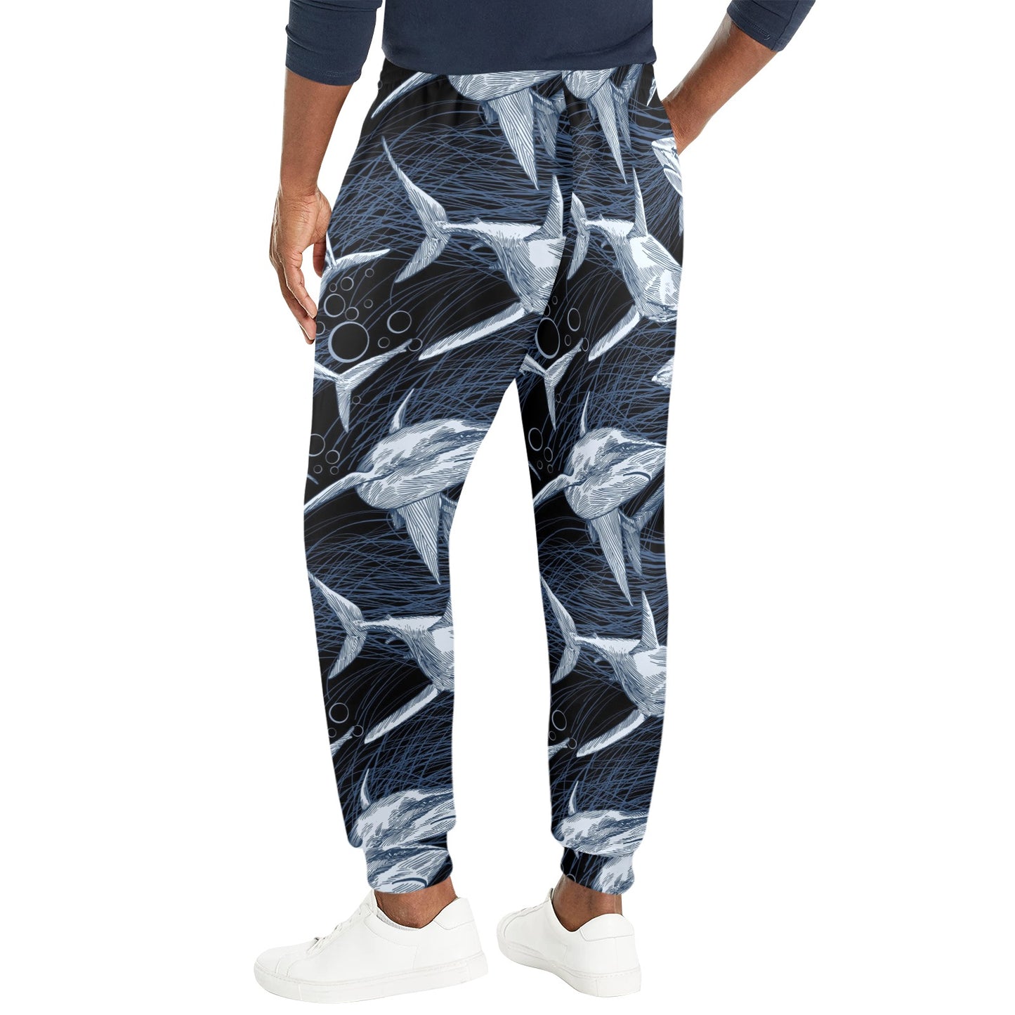 Shark Print Pattern Men's Casual Track Pants