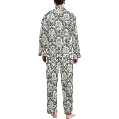 Damask Elegant Print Pattern Men's Long Pajama Set