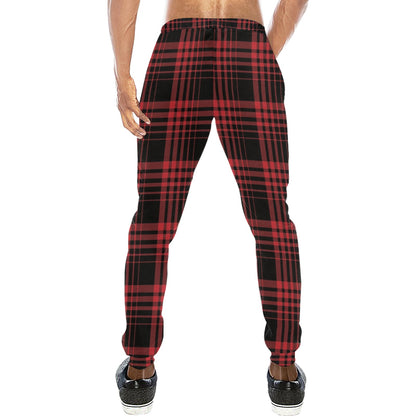 Tartan Red Black Print Design LKS303 Men's Sweatpants