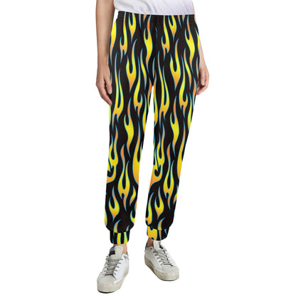Flame Fire Yellow Pattern Women's Casual Track Pants