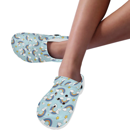 Rainbow Cloud Print Pattern Unisex Clogs Shoes