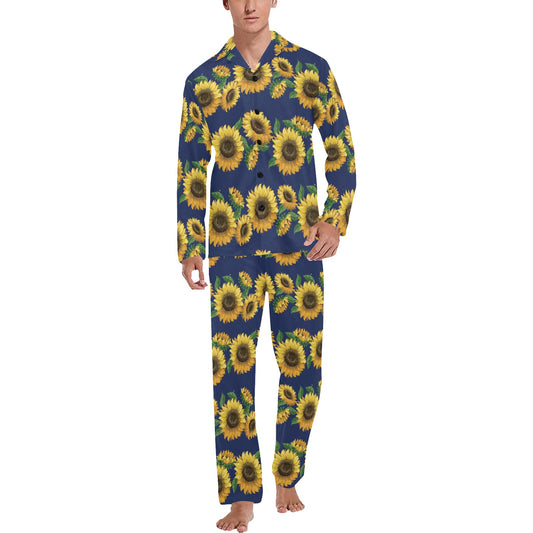 Sunflower Print Design LKS307 Men's Long Pajama Set