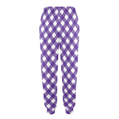 Gingham Purple Pattern Print Design 03 Women's Casual Track Pants