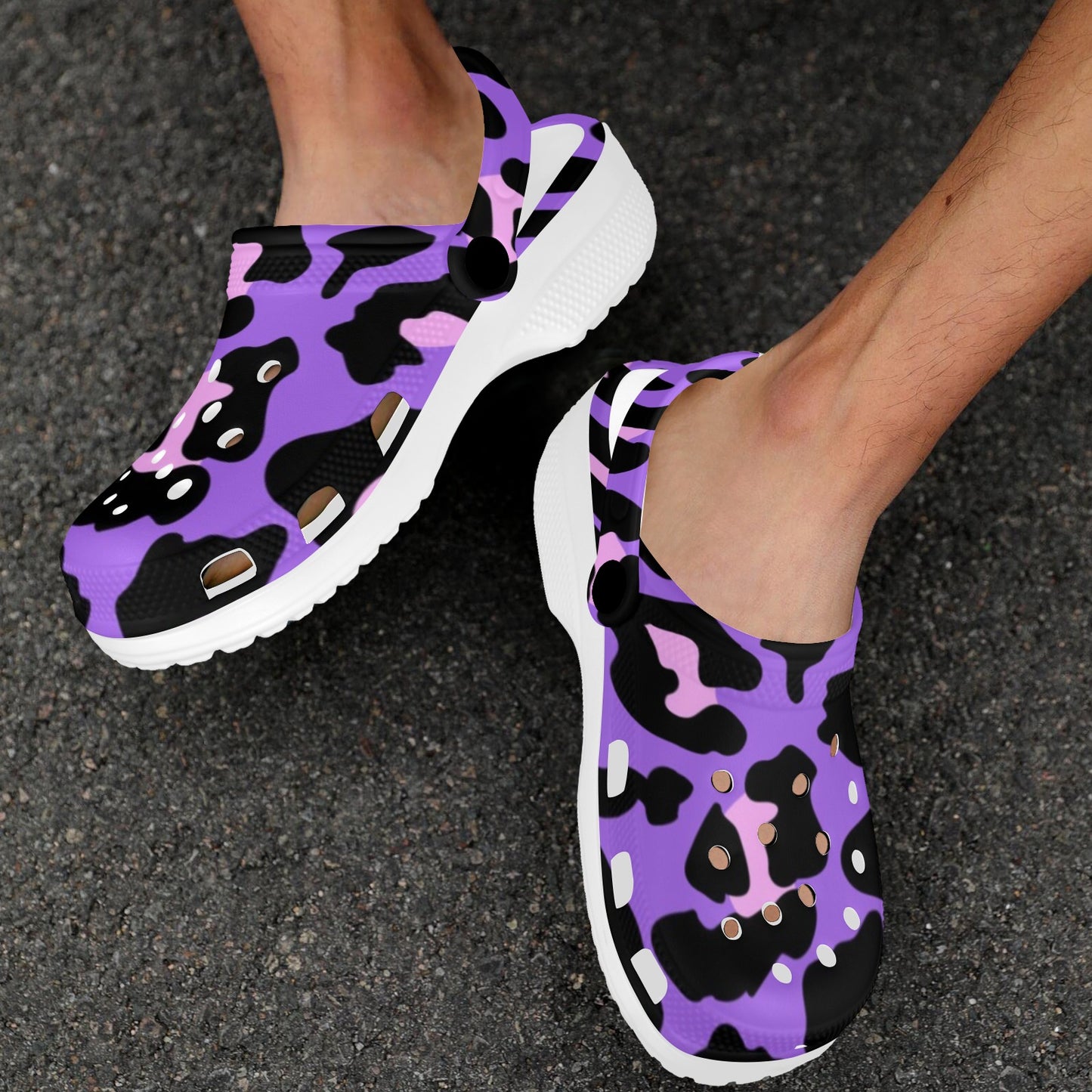 Cheetah Purple Neon Print Pattern Unisex Clogs Shoes