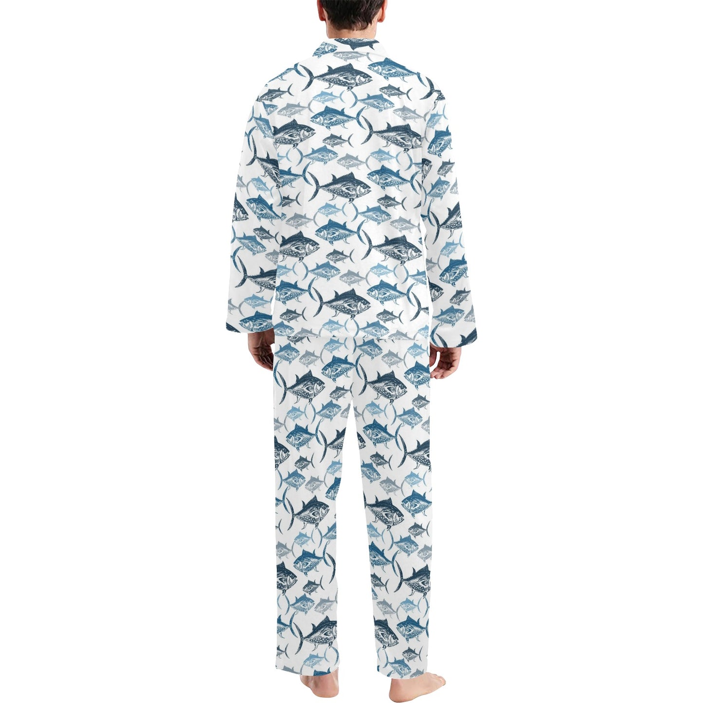 Tuna Fish Print Design LKS303 Men's Long Pajama Set