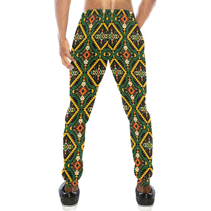 Kente Green Design African Print Men's Sweatpants