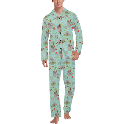 Sloth Print Design LKS305 Men's Long Pajama Set