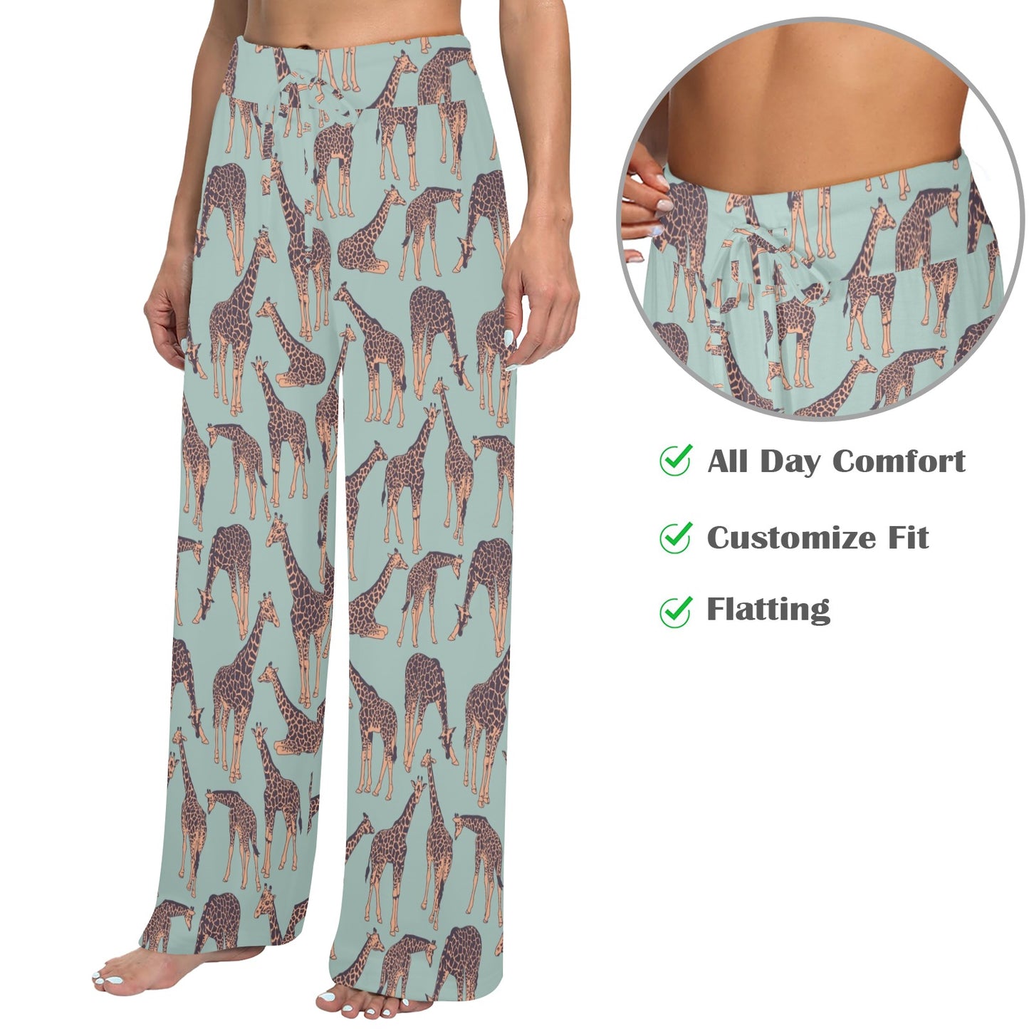 giraffe Design Print Pattern JJ0267 Women's Wide Leg Lounge Pants