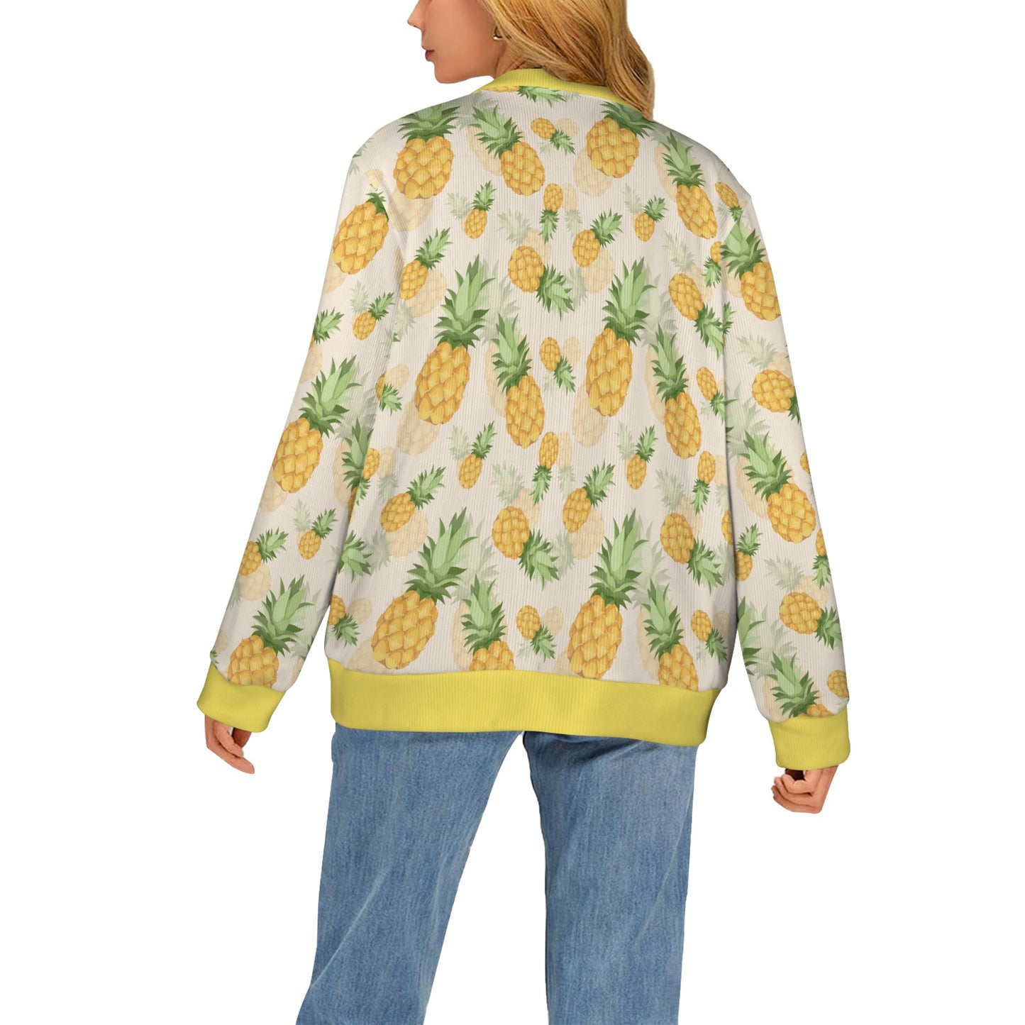 Vintage Pineapple Tropical Shower Curtain Women's Cardigan