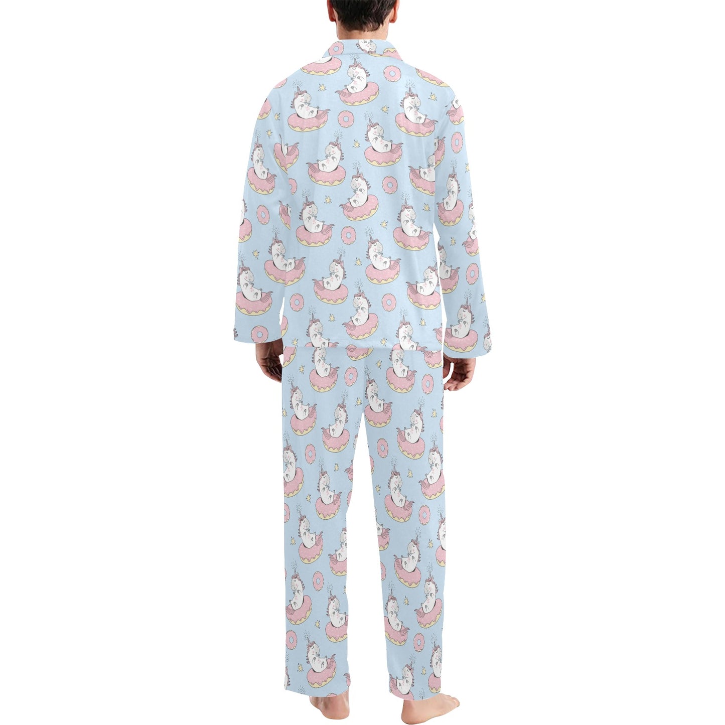 Unicorn Print Design LKS303 Men's Long Pajama Set