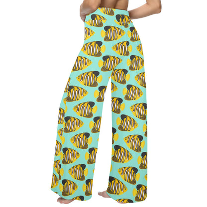 Angelfish Print Design LKS402 Women's Wide Leg Lounge Pants