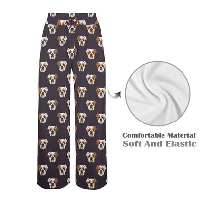 Bulldogs Pattern Print Design 03 Women's Wide Leg Lounge Pants