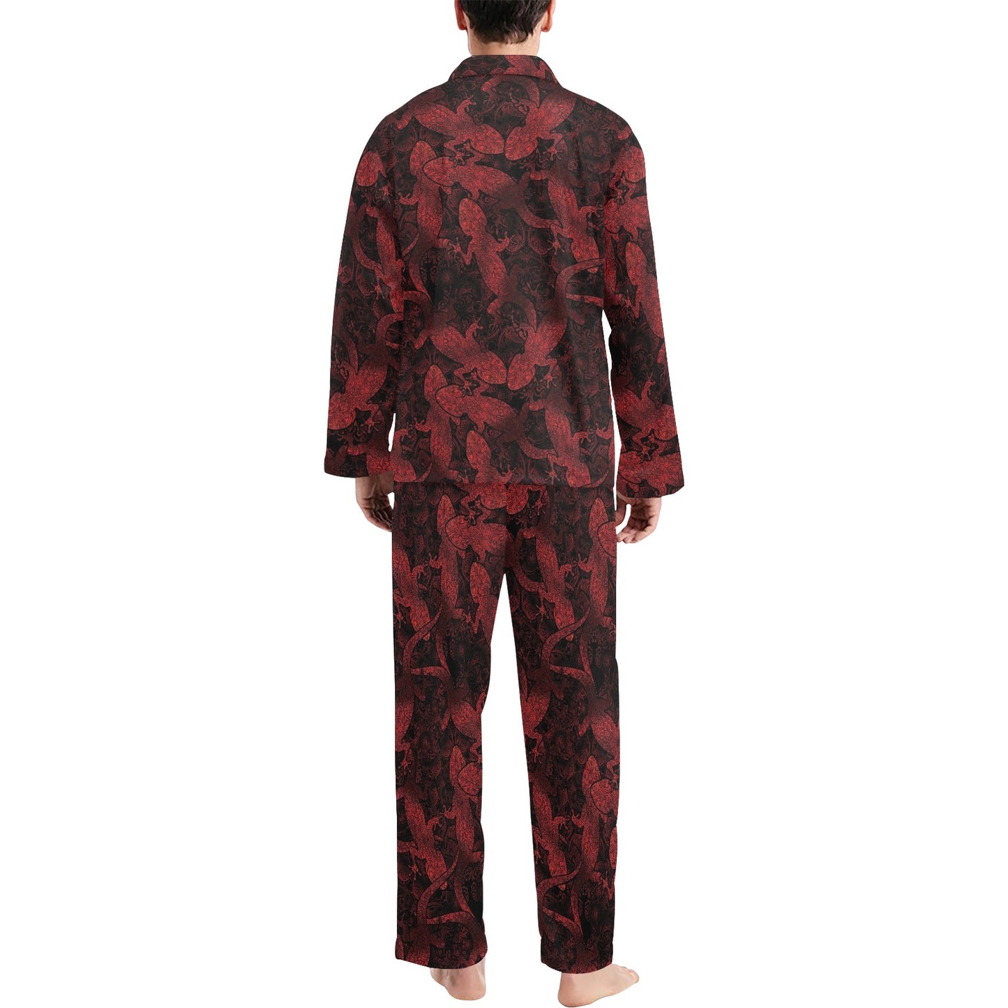 Gecko Pattern Print Design 04 Men's Long Pajama Set