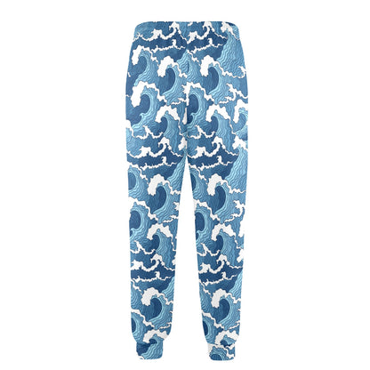 Wave Themed Pattern Print Men's Casual Track Pants
