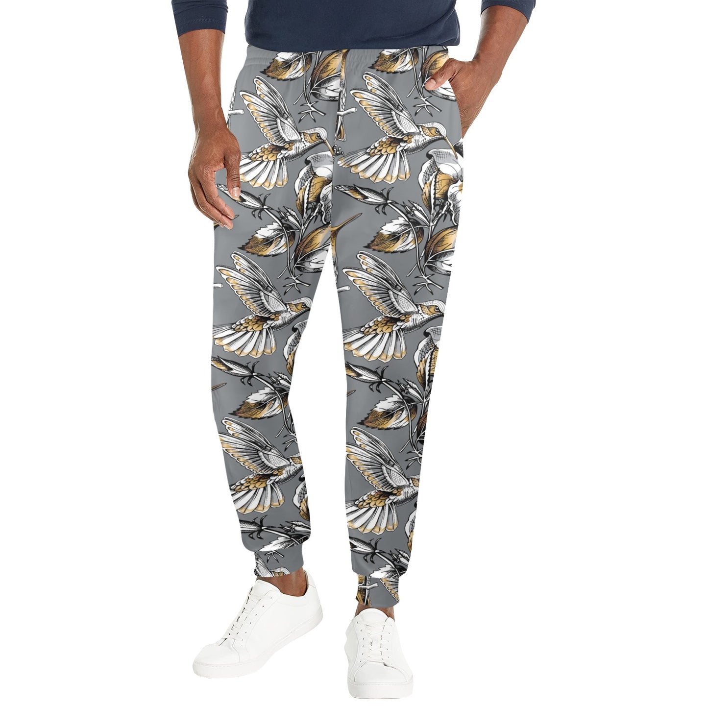 Hummingbird Pattern Print Design 02 Men's Casual Track Pants