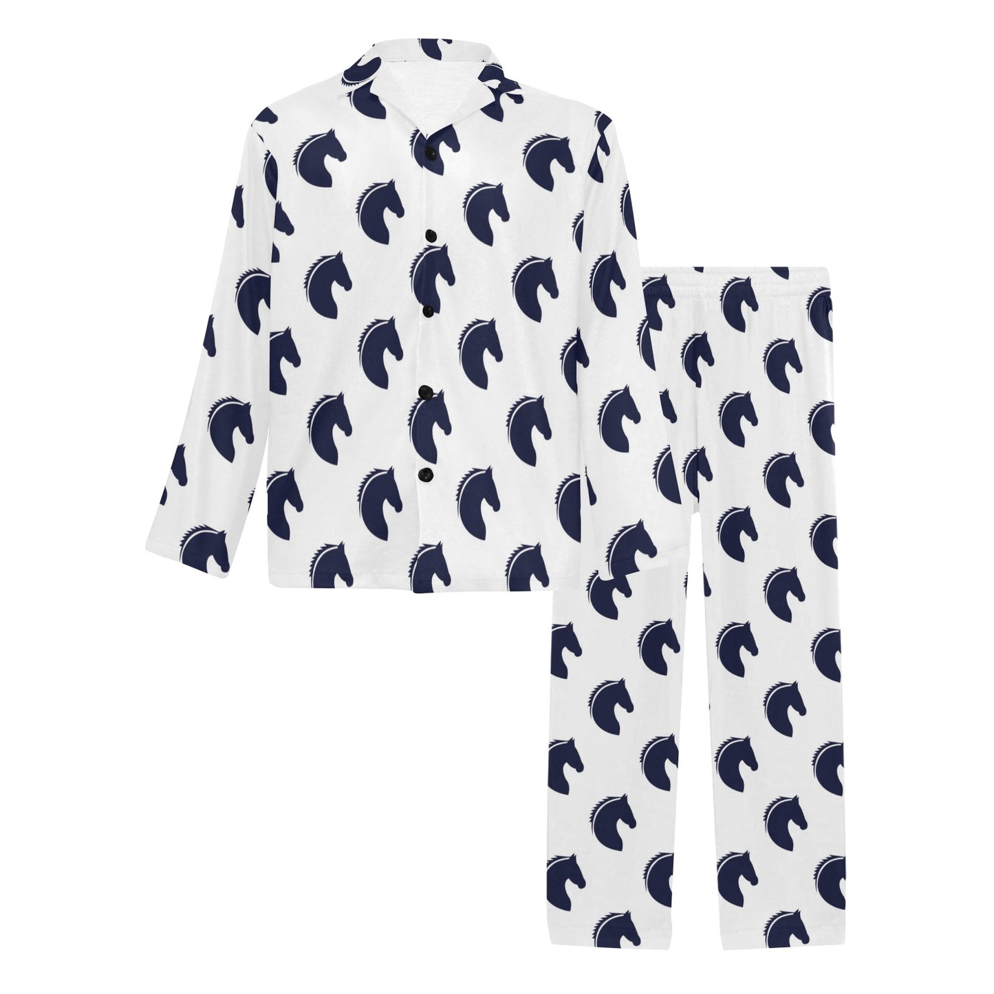 Horse Head Print Design LKS303 Men's Long Pajama Set