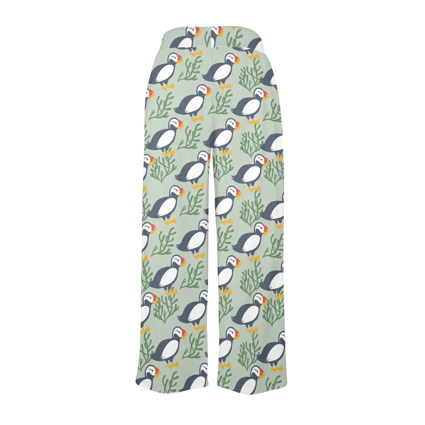 Puffin Pattern Print Design A04 Women's Wide Leg Lounge Pants