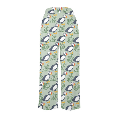 Puffin Pattern Print Design A04 Women's Wide Leg Lounge Pants