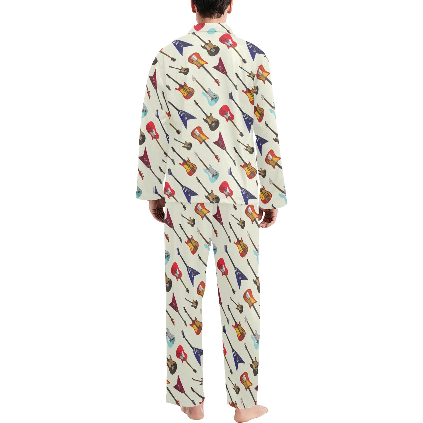 Electric Guitar Print Design LKS404 Men's Long Pajama Set