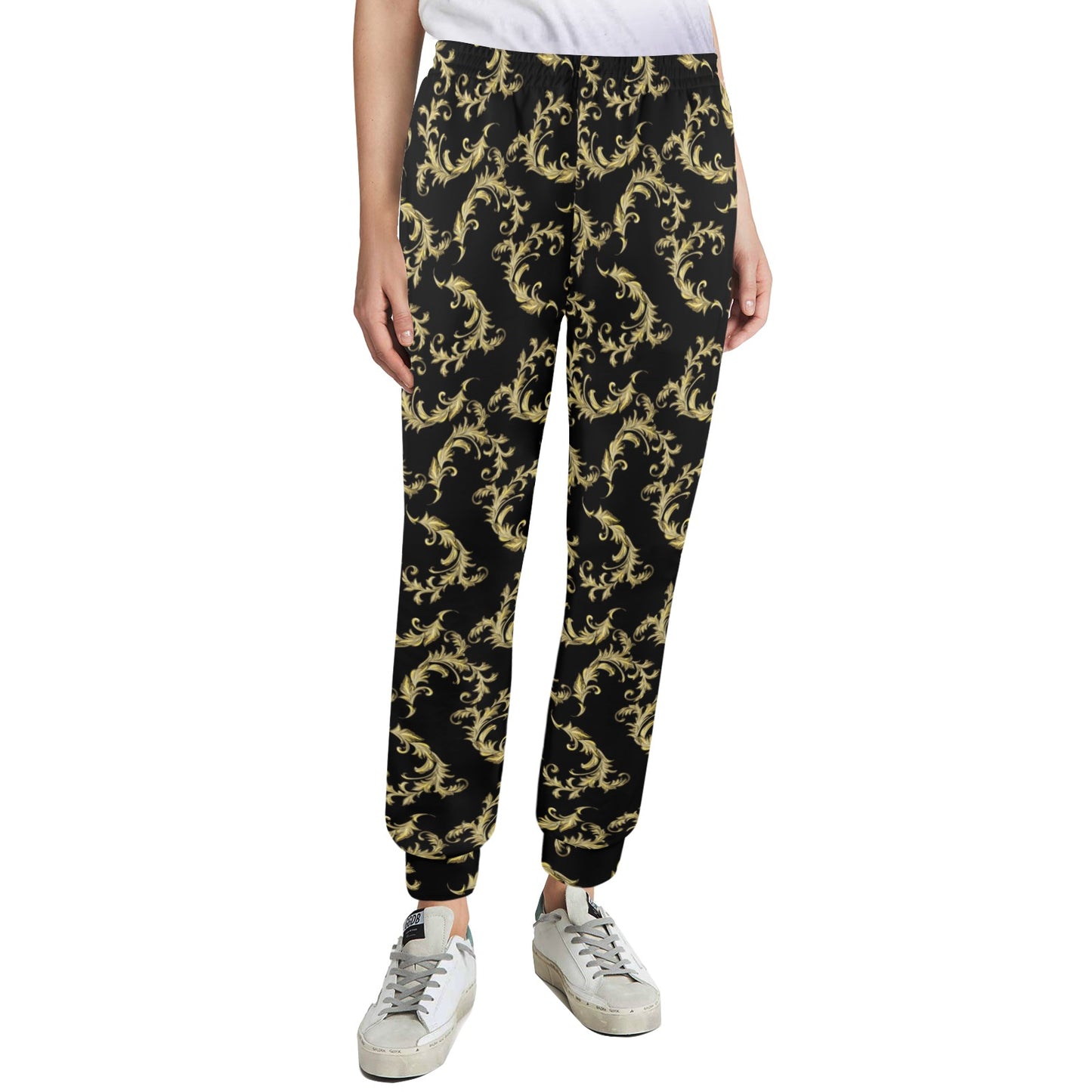 Baroque Golden Pattern Print Design 01 Women's Casual Track Pants