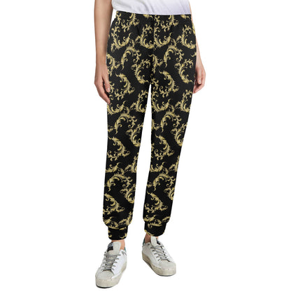 Baroque Golden Pattern Print Design 01 Women's Casual Track Pants