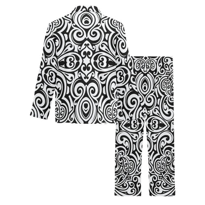 Polynesian Tattoo Pattern Men's Long Pajama Set